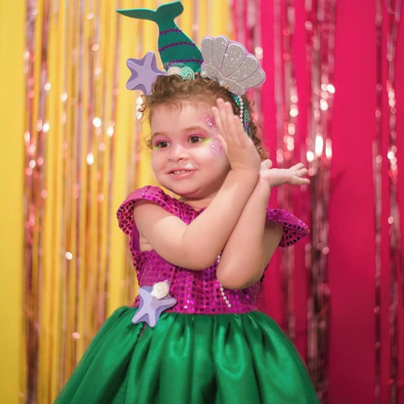 Fantasia Infantil Pequena Sereia Saia Cauda Ariel Princesa