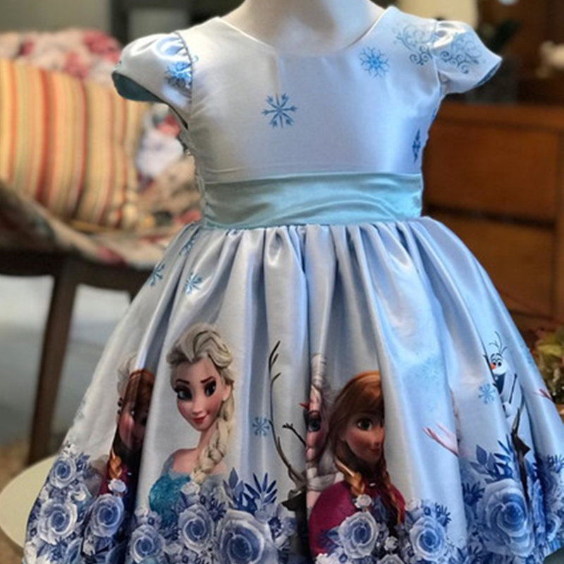 PROMOÇÃO Vestido Infantil Temático Personalizado Festa Frozen